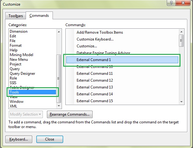 Select Tools and External Command1
